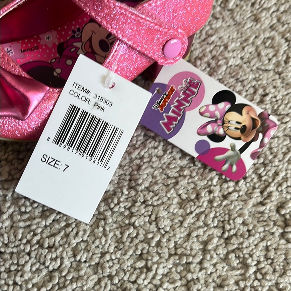 Disney Minnie Mouse Pink Glitter Kids Shoes - Picture 2 of 5